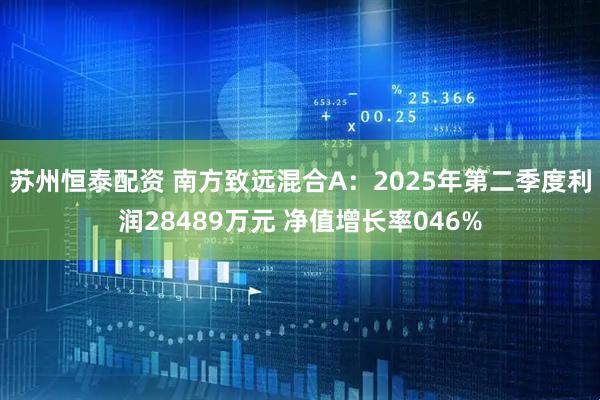 苏州恒泰配资 南方致远混合A：2025年第二季度利润28489万元 净值增长率046%